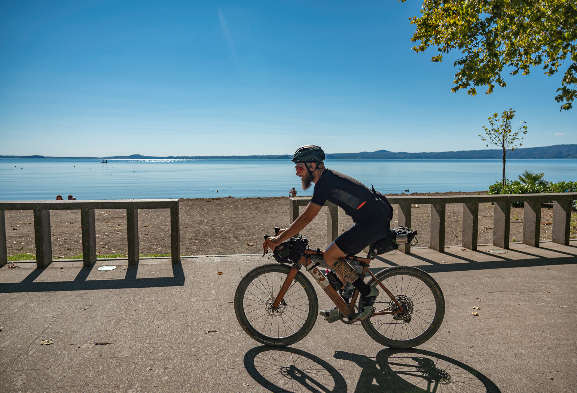 Bolsena Lake and cyclist