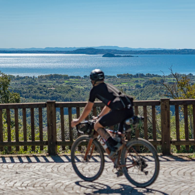 Bolsena Lake and cyclist